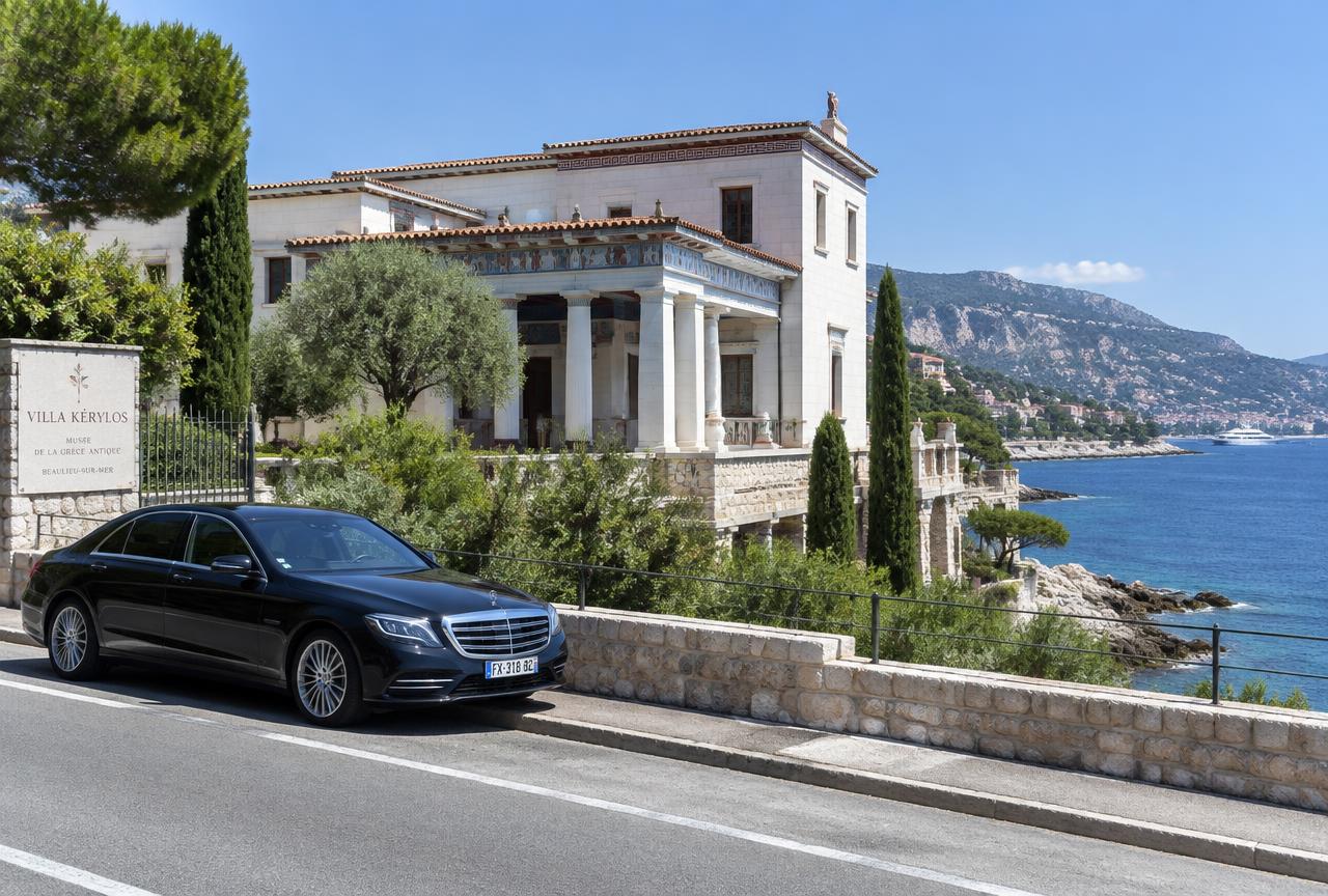 Villa Kérylos in Beaulieu-sur-Mer seen from the seafront road